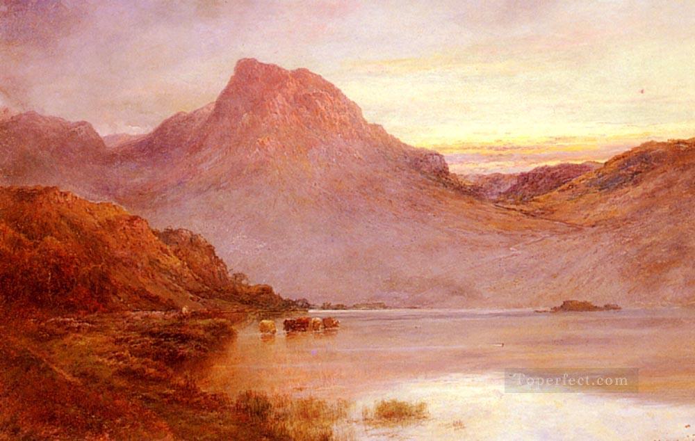 El resplandor de la tarde cerca del paisaje de Arrochar Alfred de Breanski Snr Pintura al óleo